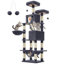 FEANDREA Katzenbaum XXL 206cm Kratzsäulen dunkelgrau