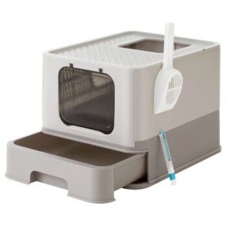 FEANDREA Katzentoilette, mit Deckel hellgrau