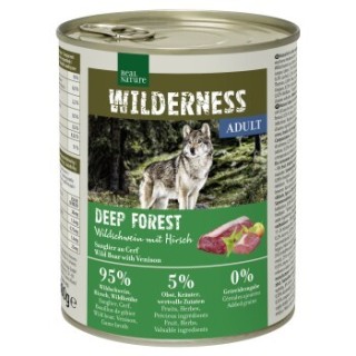 REAL NATURE WILDERNESS Nassfutter für Hunde Adult Deep Forest, Wildschwein mit Hirsch 6x800 g