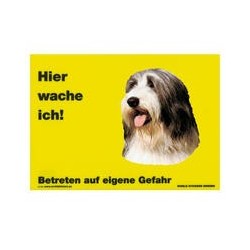 Warnschild "Hier wache ich!" Größe 28 x 20 cm, gelb