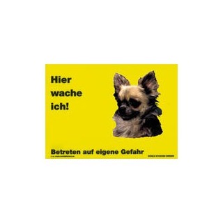 Warnschild "Hier wache ich!" Größe 28 x 20 cm, gelb