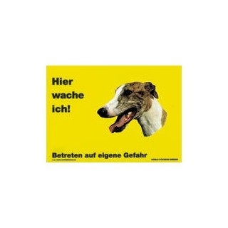 Warnschild "Hier wache ich!" Größe 28 x 20 cm, gelb