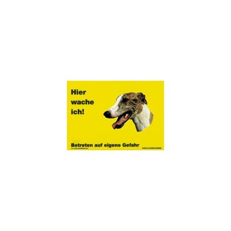 Warnschild "Hier wache ich!" Größe 28 x 20 cm, gelb