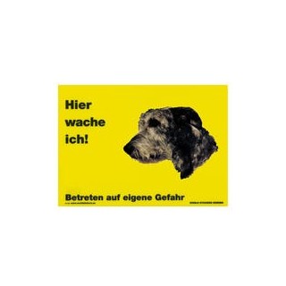 Warnschild "Hier wache ich!" Größe 28 x 20 cm, gelb