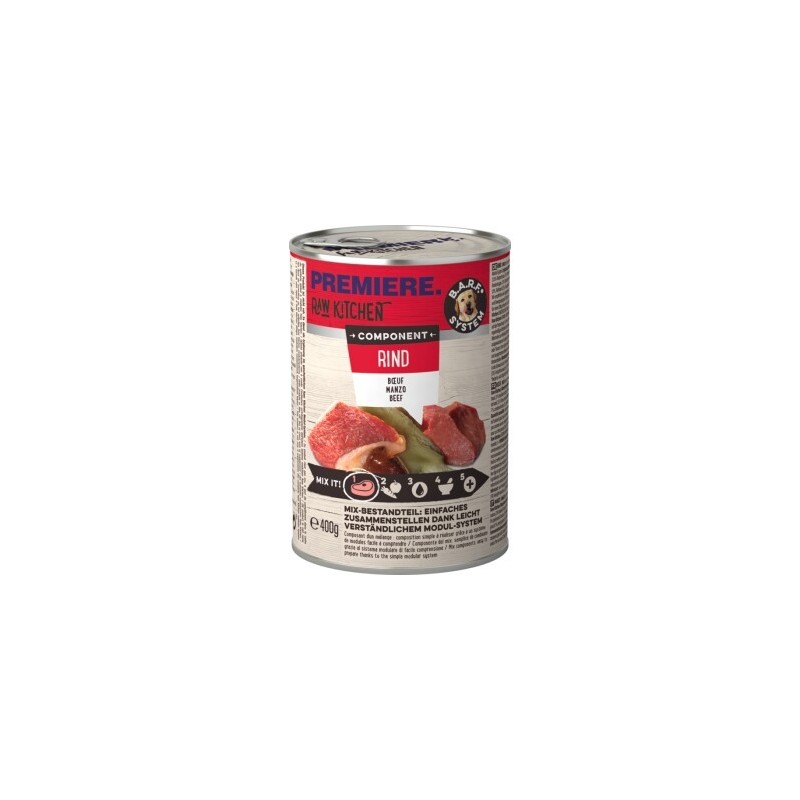PREMIERE RAW KITCHEN Nassfutter Hund Adult Component, Rind und Kalb 6x400 g