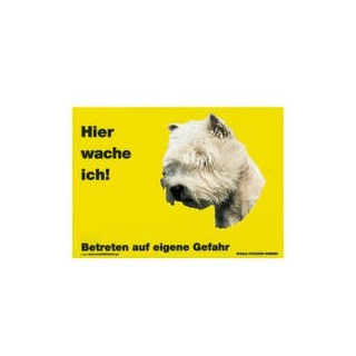 Warnschild "Hier wache ich!" Größe 28 x 20 cm, gelb