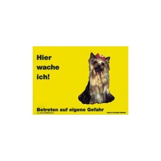 Warnschild "Hier wache ich!" Größe 28 x 20 cm, gelb