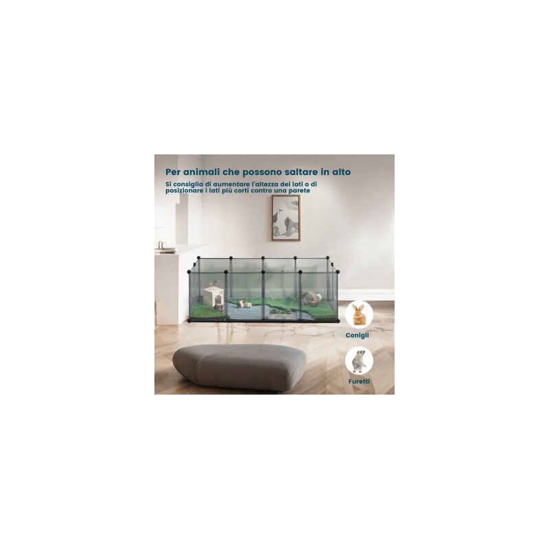 SONGMICS L-XL Freigehege mit Bodenplatten grau 1,43 m, 73 cm, 46 cm