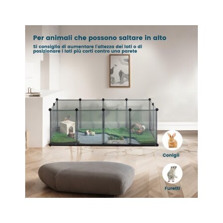 SONGMICS L-XL Freigehege mit Bodenplatten grau 1,43 m, 73 cm, 46 cm