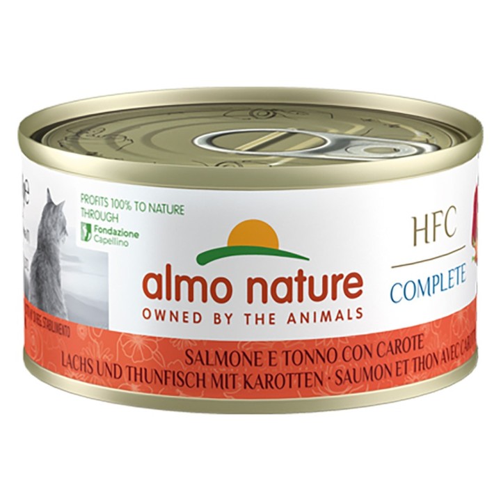 Almo Nature HFC Complete 6 x 70 g - Lachs und Thunfisch mit Karotte