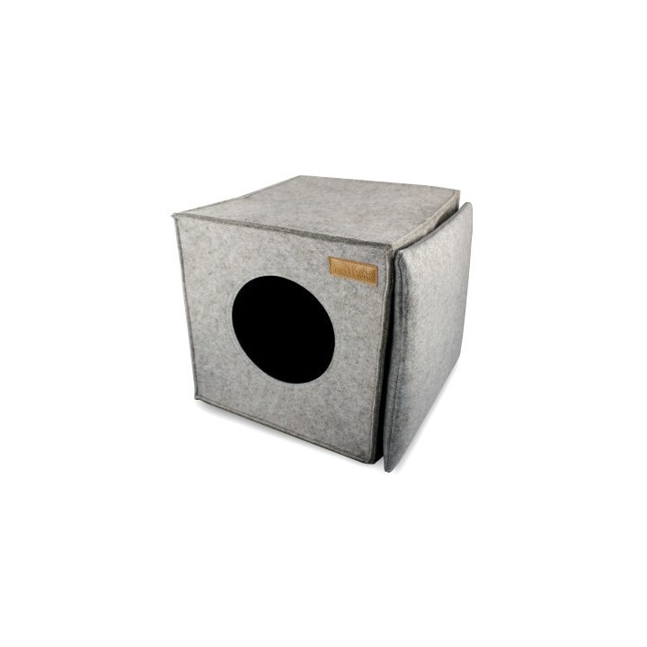 KaraLuna Katzenhöhle aus Filz fürs Regal hellgrau