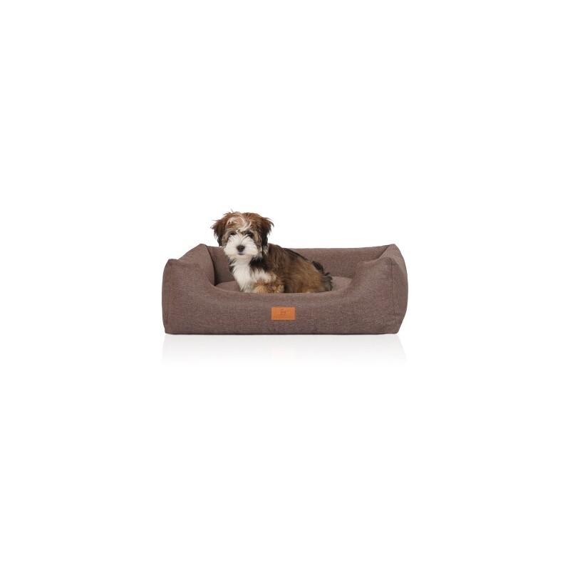 Knuffelwuff Hundebett Lotte aus Velours mit feinem Handwebcharakter braun/ grau M-L