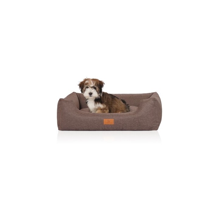 Knuffelwuff Hundebett Lotte aus Velours mit feinem Handwebcharakter braun/ grau M-L