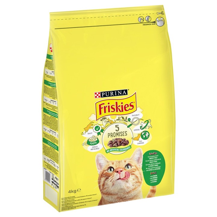 PURINA Friskies Katze mit Kaninchen, Huhn und Gemüse - 4 kg