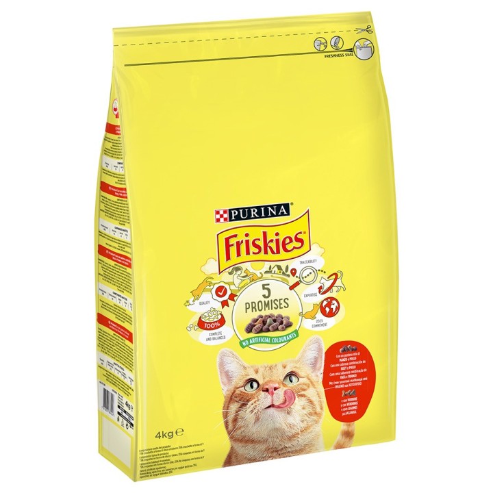 PURINA Friskies Katze mit Rind, Huhn und Gemüse - 4 kg