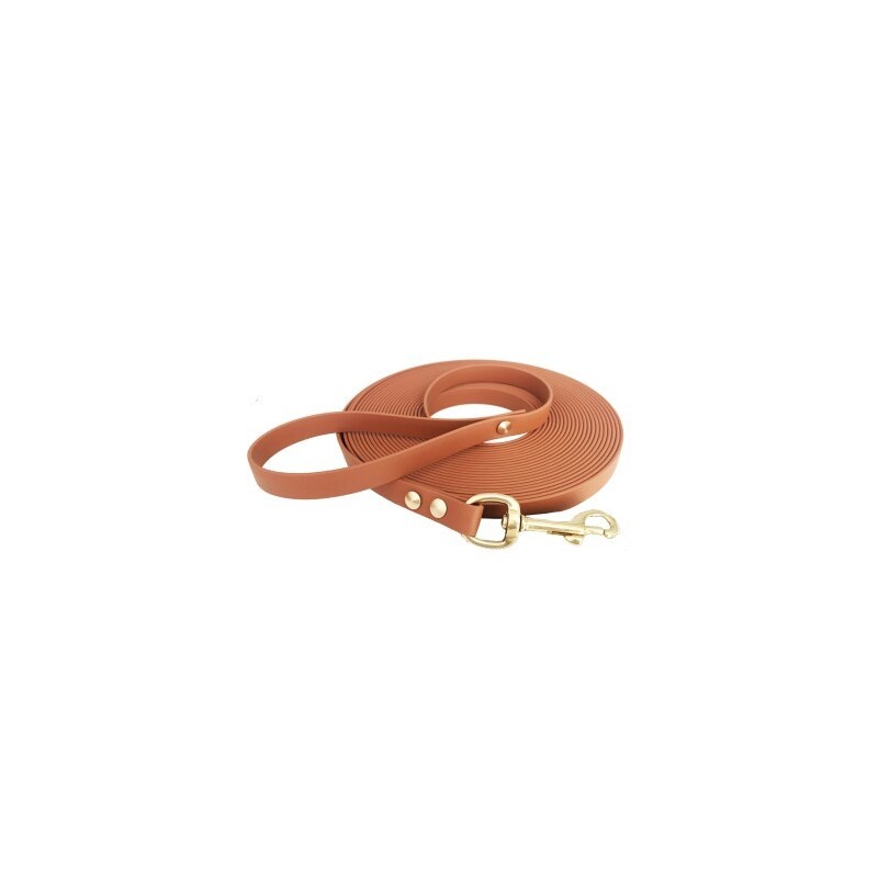 bio-leine ab 35 kg Biothane Schleppleine braun/ caramell 15 m