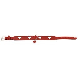 HUNTER Hundehalsband Love rot/schwarz, Gr. 32, Breite: ca. 2,6 cm, Halsumfang: ca. 24 - 28 cm