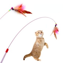 1PCS Metalldraht Lustige Katze Stick Katze Spielzeug Haustier Spielzeug mit Feder Glocke Lustige Katze Stange Haustier Liefer