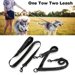 Eine Schleppe, zwei Leine, 2 Hundeseile, elastisches Kissen, Hundeleine, Hundeleine, Hundegürtel, Doppelleine schwarz