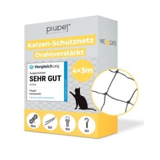 PIUPET Katzennetz drahtverstärkt schwarz 4 m, 3 m