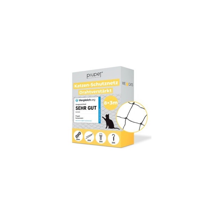 PIUPET Katzennetz drahtverstärkt schwarz 3 m, 8 m