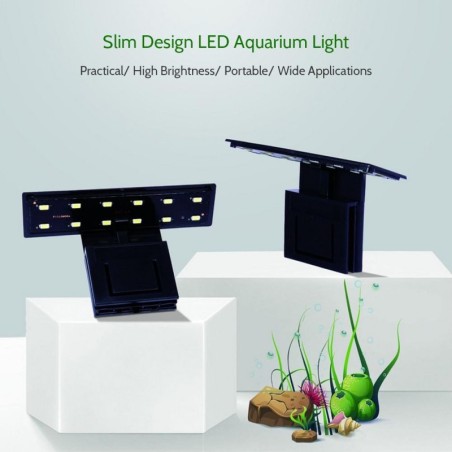 AC220V 5W 12 LED Aquarium Licht Fisch Glas Lampe weißes Licht tragbar schwarz
