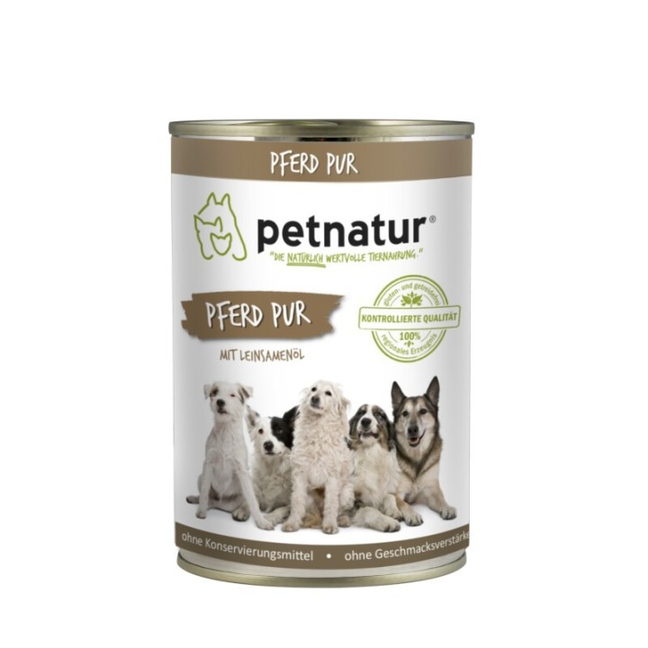 petnatur Pferdefleisch pur 6x400g mit Leinsamenöl