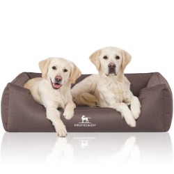 Knuffelwuff Orthopädisches Wasserabweisendes Hundebett Leon aus Velours mit Handwebcharakter braun/ grau XXL