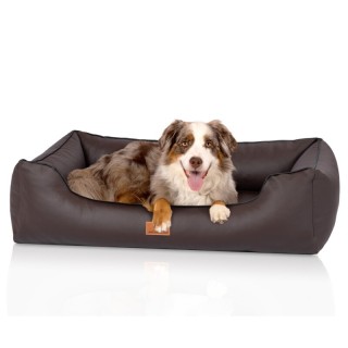 Knuffelwuff orthopädisches Hundebett Montana aus Kunstleder braun XXL
