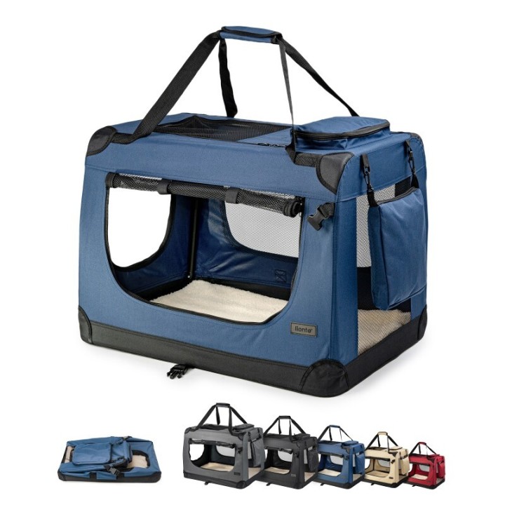 Lionto Hundetransportbox - faltbar - blau M