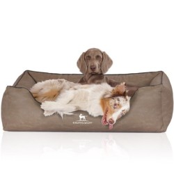 Knuffelwuff Orthopädisches Hundebett Rockland aus Kunstleder stone clay XL