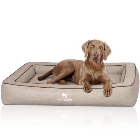 Knuffelwuff Orthopädisches Hundebett aus Laser gestepptem Kunstleder Montego grau XXL