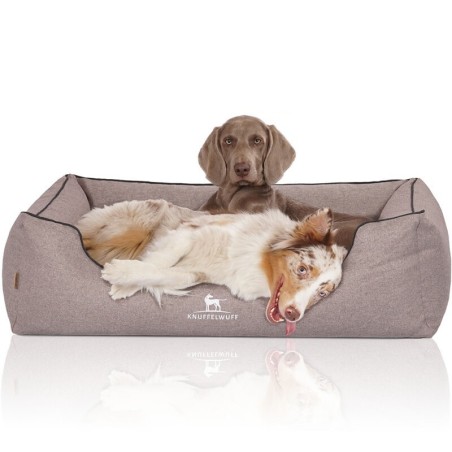 Knuffelwuff Orthopädisches Hundebett Wippo aus Velours mit Handwebcharakter grau XL