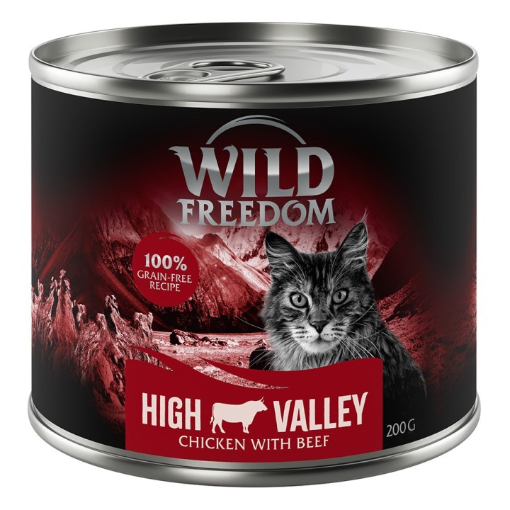Wild Freedom Adult 6 x 200 g - getreidefreie Rezeptur - High Valley (Farmlands): Rind & Huhn