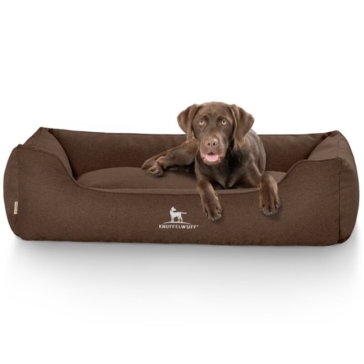 Knuffelwuff Hundebett Crispino aus Velours mit Handwebcharakter braun XL