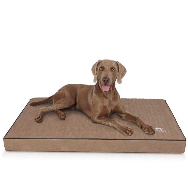 Knuffelwuff orthopädische Hundematte Palomino aus laser-gestepptem Kunstleder braun/ beige L
