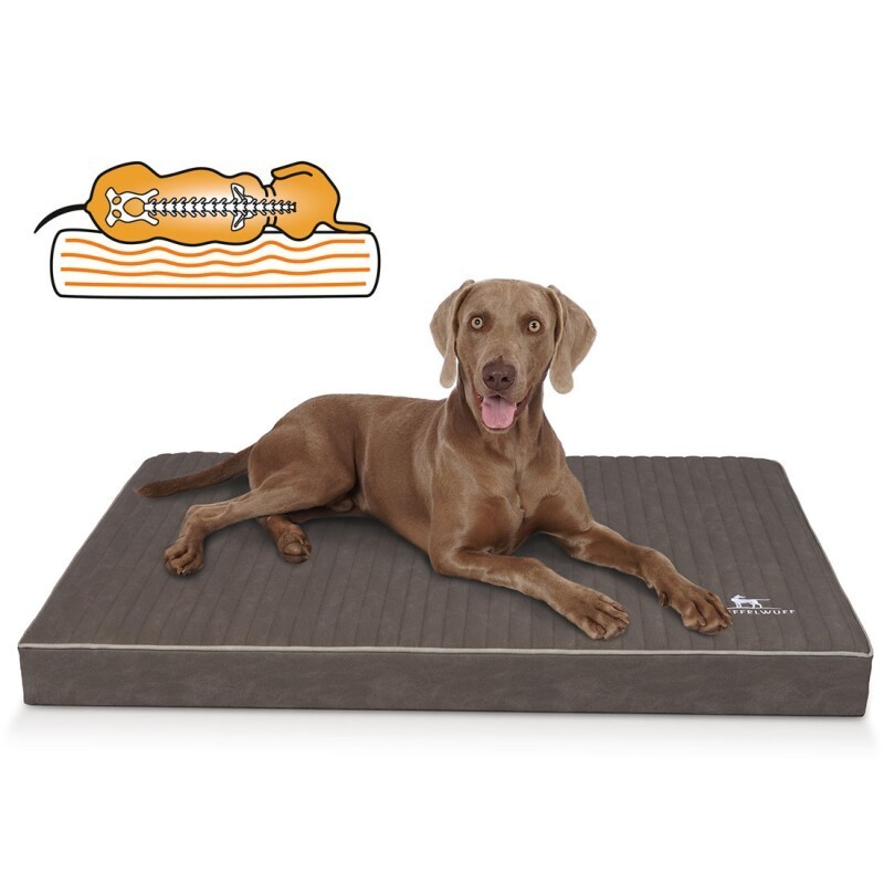 Knuffelwuff orthopädische Hundematte Palomino aus laser-gestepptem Kunstleder braun/ grau XXXL