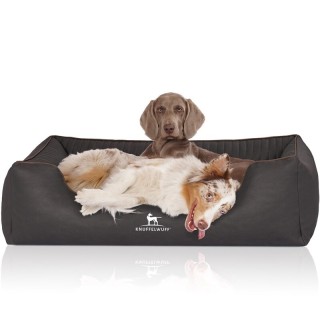 Knuffelwuff Orthopädisches Hundebett Columbia aus laser-gestepptem Kunstleder schwarz XL