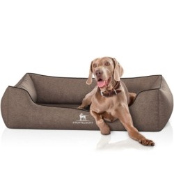 Knuffelwuff Orthopädisches Hundebett Amelie aus Velours mit Handwebcharakter braun XXXL