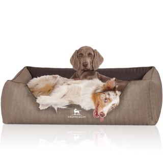Knuffelwuff Orthopädisches Hundebett Outlander aus laser-gestepptem Kunstleder braun XL
