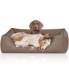 Knuffelwuff Orthopädisches Hundebett Columbia aus laser-gestepptem Kunstleder stone clay XXL