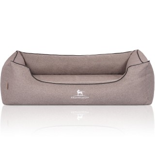 Knuffelwuff Orthopädisches Hundebett Wippo aus Velours mit Handwebcharakter grau XXXL