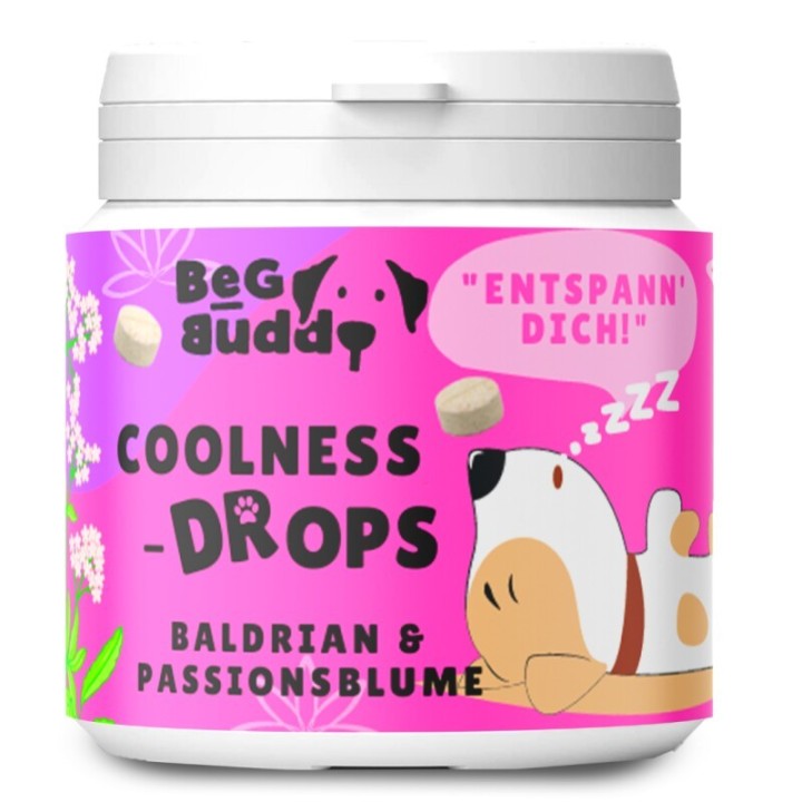 BeG Buddy Coolness-Drops, unterstützt Beruhigung Hund mit Baldrian - Relax / Angst 90g