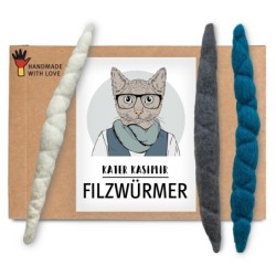 Kater Kasimir 3 Filzwürmer, handgerollt aus echtem Wollfilz