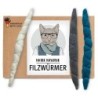 Kater Kasimir 3 Filzwürmer, handgerollt aus echtem Wollfilz