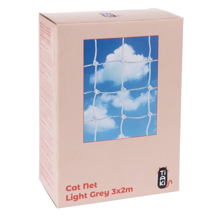TIAKI Katzenschutznetz mit Drahtverstärkung, hellgrau - 3 x 2 m