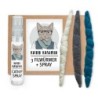 Kater Kasimir 3 Filzwürmchen (handgerollt) aus Schurwolle + 1 Mini-Flasche Katzenminze-Spray