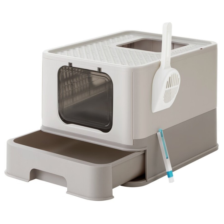 FEANDREA Katzentoilette, mit Deckel hellgrau