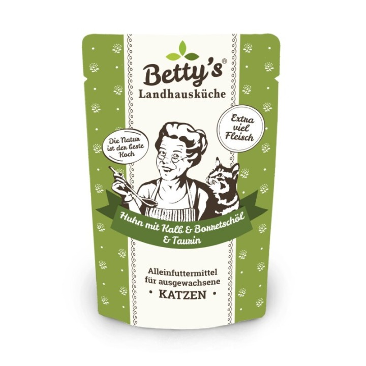 Betty's Landhausküche Frischebeutel Huhn mit Kalb 12 x 100g für Katze