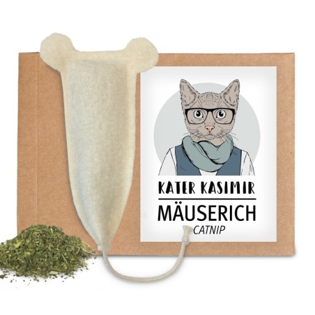 Kater Kasimir MÄUSERICH - Die XL Spielmaus, handgenäht aus echtem Wollfilz, gefüllt mit Katzenminze